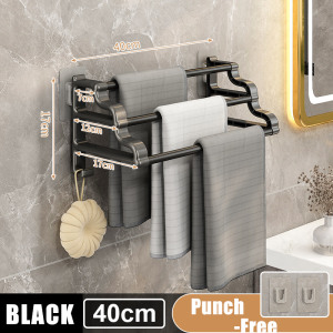 APEX 3-Tier Towel Rack Bathroom Storage Rack Towel Holder Punch-Free Bathroom Organizer Home Living