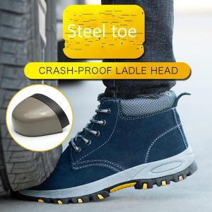 QINHUIZE New labor insurance shoes mens high steel head anti-smashing safety shoes deodorant wear-resistant fire splash hot work shoes site safety boots steel toe work safety boots