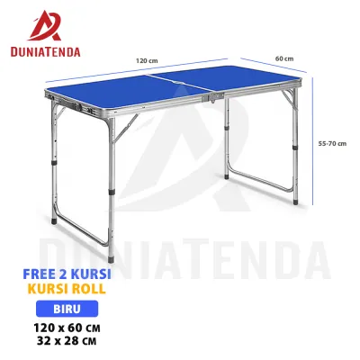 DT Meja Lipat Jualan Portable Outdoor Camping Piknik Meja Dagang Lubang Payung Multifungsi