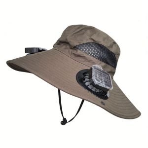 PYA94 Breathable Solar Fan Hat Dual Fan 3 Speeds Summer Fan Visor Cap Convenient Strong Wind Cooling Fisherman Hat Outdoor Travel