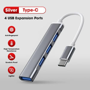 4 Port USB 2.0 Hub With Type-C USB Adapter Portable High Speed Splitter Converter For Laptop PC Hub