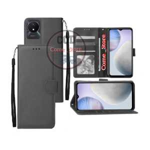 Casing Dompet Untuk Vivo Y02/Y02T Case Wallet Flip Cover Leather Premium Sarung Buku Hp