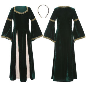 Renaissance Vintage Medieval Girls Costume   Opera stage costume court-style long dress with bell sleeves