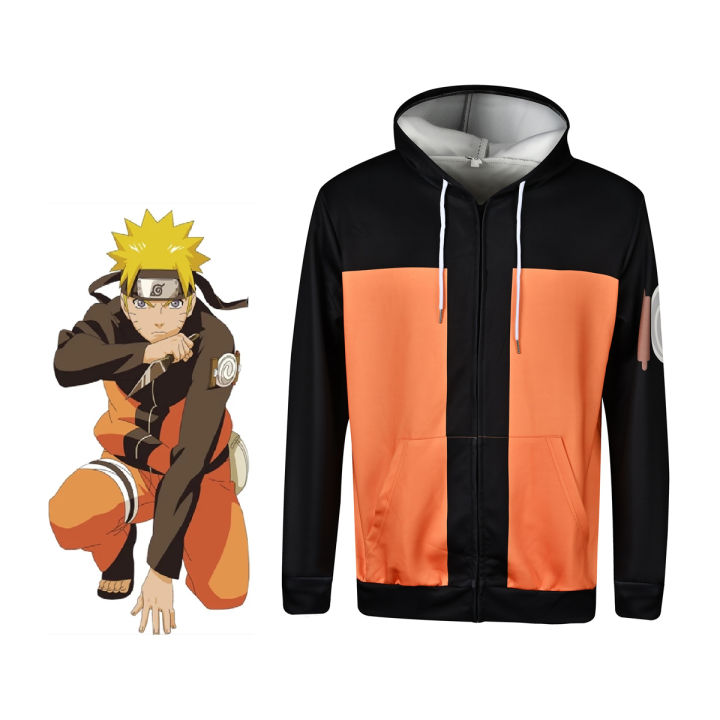 Orange Hoodie Anime Boy With Sweatshirt Anime Hoodie Naruto Merch