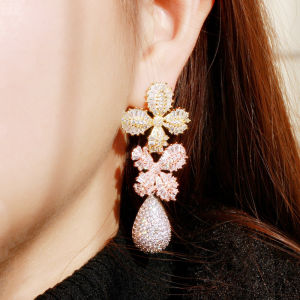 SEQUITO Luxury Exquisite Micro Cubic Zirconia Leaf Shape Jewelry for Women Banquet Party Water Drop Bridal Long Dangle Earrings SE346