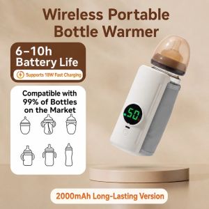 Portable Baby Bottle Warmer Rechargeable Cordless Milk Heater Adjustable Temperature Travel