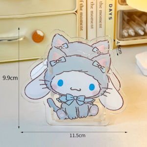 Anime Sanrio Figure Acrylic Pen Holder Kitty Kuromi Cinnamoroll Desktop Decorate Stationery Storage Box Collectible Model