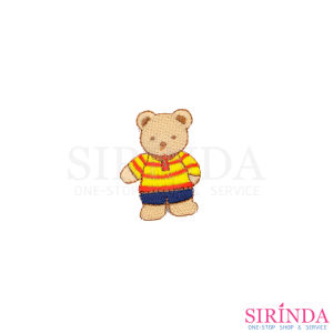 ตัวรีดการ์ตูนหมีเสื้อริ้ว ตัวรีดติดเสื้อ อาร์มปักตกแต่ง DIY EMBROIDERY PATCH (00080440)