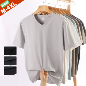 Good Quality T-Shirts Men Women Summer V-Neck Male Tshirt Lovers Short Sleeve Tee Shirt Boys Basic Plain Solid Tops Girl Wearing
