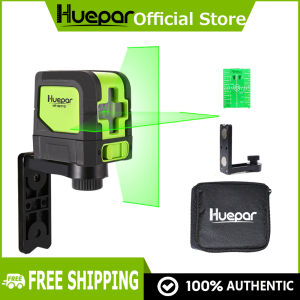 Huepar Cross Line Level - DIY Self-Leveling Green Red Beam Horizontal and Vertical Line Level with Magnetic Pivoting Base and Target