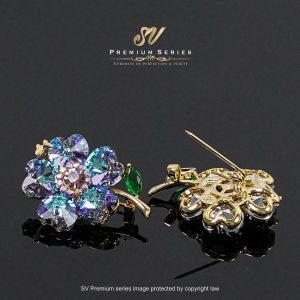Sv Premium Pin Tudung Flora Exclusive Austria Crystal Flower Hijab Pin Colorful Scarf Brooch Fashion Muslimah With Gift Box