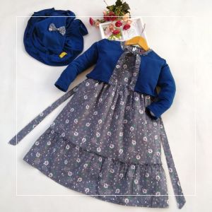 LABELLA || GAMIS ANAK PEREMPUAN MODEL BALERO RUFFLE BAHAN KATUN JEPANG TWILL MIX BABYTERRY USIA 3-8 TAHUN SET DRESS LEKTON MUSLIM MOTIF BUNGA DAN ROMPI POLOS BAJU MUSLIM BRANDED CASUAL SET JILBAB UNTUK LEBARAN ANAK DAN JUNIOR MS3-BTJ SERIES
