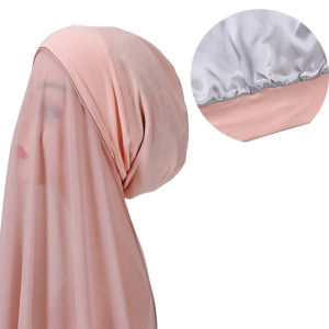 Jifang Plain Bubble Chiffon Shawl Instant Hijabs Modal Cotton Double layer Bonnet Inner Cap WJ743