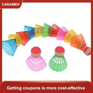 【CANAMEK 】 12 PCS Badminton EVA Rainbow Ball Head Nylon Badminton Feathers For Game Sport