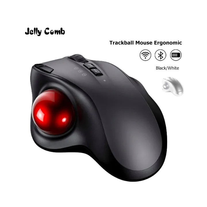 【Distant Grove】 Bluetooth+2.4G Trackball Mouse Ergonomic Mice Rechargeable Wireless Mouse for Business Office and Home