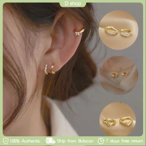 14K Gold-plated Mini Zircon Hoop Earrings Cubic Zirconia Small Piercing Earings Cubic Zirconia Cartilage Earring Stud