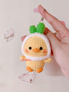 Móc khóa Vịt đội mũ hành len handmade - onion duck keychain