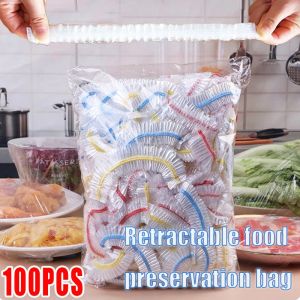 100Pcs Reusable Stretch Food Storage Bags | Bowl Covers & Plastic Wrap for Kitchen Fresh Keeping