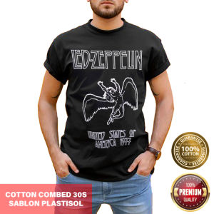 Kaos Lengan Pendek Rock Legend Led Zeppelin & Cotton Combed Sablon Plastisol