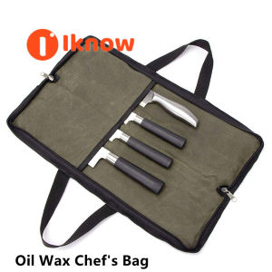 I Know Portable Chef Knife Bag Oil Waxed Canvas Storage Knife Bag