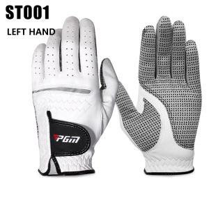PGM 1 Pcs Men Genuine Leather Anti Slip Golf Gloves Male Breathable Left Right Hand Sport Gloves with Mark Full Finger Mittens