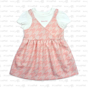 Moose Girl Dress White and Pink With High Density Print Details (GSFDS 604 8138 MD12)