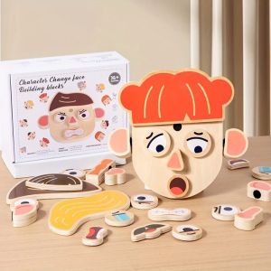 Wooden Animal Face-Changing Puzzle for Toddlers Logic Thinking Training Educational Blocks Early Learning Toys and gifts