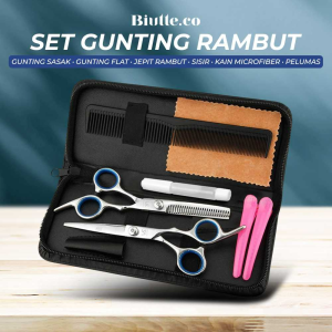 Gunting Rambut Salon set Gunting Rata dan Sasak Profesional Pangkas Rambut Stainless Steel