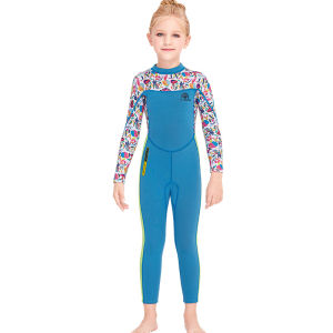 Swimming Suit kids girl Wetsuit mansu 2.5MM muslimah children fashion long sleeve 6/7/8/9/10/11/12/13/14/15 years old baju renang budak perempuan plus size Swimwear swimsuit