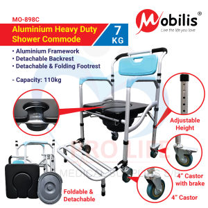 Mobilis Aluminium Heavy Duty Shower Commode Chair MO-898C Kerusi Komod / Tandas