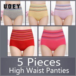 Quần Lót Uoey 5 Chiếc Quần Lót Eo Cao Màu Quần Lót Giảm Béo Chất Liệu Cotton Phong Cách Thời Trang Wanita Quần Lót Nữ Cỡ Lỡn