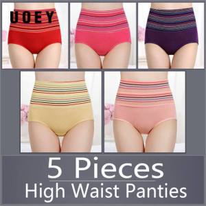 Quần Lót Uoey 5 Chiếc Quần Lót Eo Cao Màu Quần Lót Giảm Béo Chất Liệu Cotton Phong Cách Thời Trang Wanita Quần Lót Nữ Cỡ Lỡn