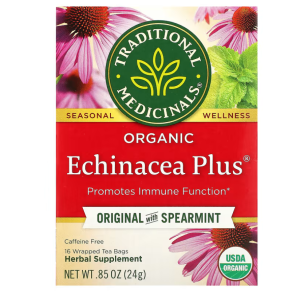 Traditional Medicinals Organic Echinacea Plus® Original with Spearmint Caffeine Free 16 Wrapped Tea Bags 0.85 oz (24 g)