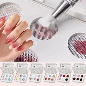 UNIITY 6 Colors Cushion UV LED Curable No Wipe Gradient Nail Paint DIY Blending Effect Blush Manicure Gel Nail Art Tools