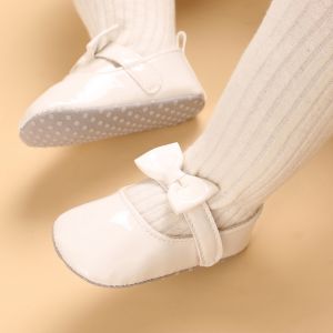 Princess Baby Shoes Bow-knot Cute Infant Toddler Soft Sole Shoes for Baby 1 Year Old White Black Red Pink Leather Shoes