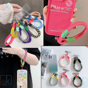 INS New Fashion Mobile Phone Lanyard Short Rope Pendant Anti-Lost Rope Gasket Clip Universal Phone Case Keychain U Disk Earphone Case Hanging Chain Pendant Lanyard Bracelet Cellphone Hanging Rope