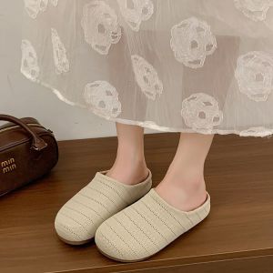 [Free Shipping] WomenS Open-Toe Clogs For Outdoor Wear 2025 New Autumn Slip-On Woven Slippers