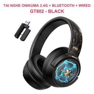 Tai Nghe ONIKUMA GT802 Không Dây - Tai Nghe Chụp Tai Tri-Mode 2.4G+Bluetooth+Wired Kết Nối Đa Năng
