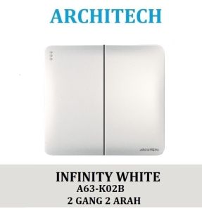 ARCHITECH INFINITY A63-K02B WHITE Sakelar/CETEKAN Lampu 2 Gang 2 Arah