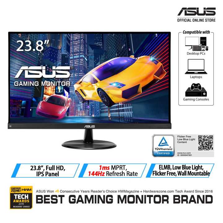 ASUS VP249QGR Gaming Monitor – 23.8 inch, Full HD, IPS, Frameless, 1ms ...