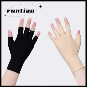 runtian Mùa hè băng lụa nửa ngón tay Găng tay phụ nữ thoáng khí mỏng ngón tay Găng tay ngoài trời cưỡi lái xe găng tay Kem chống nắng găng tay