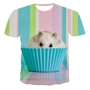 [Local Stock] VCC Funny Hamster Graphic Childrens Clothing Cute Girl T-Shirt Short Sleeve Kids Summer Clothes Casual Boys Tshirt Round Neck Tops