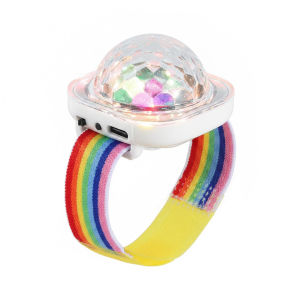 Portable DJ Party Light LED RGB Disco Ball Watch Sound Sync Strobe Lamp Wearable Light Up Bracelet Car Roof Night Lighting Holiday Decoration Type C Fast Charging