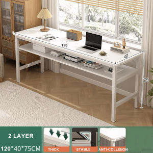 KEKEE [NEW] 140CM/160CM Double Layer Home Office Table Computer Table Long writing desk Simple modern study table Meja Komputer  Meja Belajar PC Laptop Table办公桌