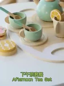 Kitchen Toy Wooden Toys for Kids Girl Cooking Toy Kitchen Play Set Educational Toys Play House Ice Cream Tea Set Cute