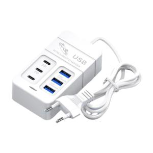 6 in 1 Power Board 2Pin Flat with Hole/Round Plug Charging Socket Power Outlets 3pcs USB Port & 3pcs Type C Interfaces