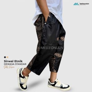 Celana Sirwal ETNIK Urban Vintage Casual Korea Dewasa Motif Batik Tawon Pendek 7/8 Melleonlain