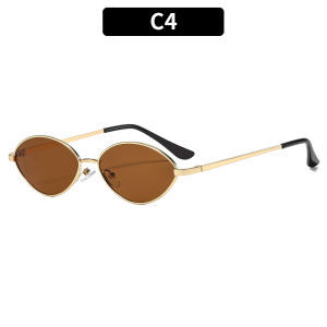 Retro Metal Oval High-End Small Frame Versatile Sunglasses Trendy Fashion Outdoor Sun Protection Glasses