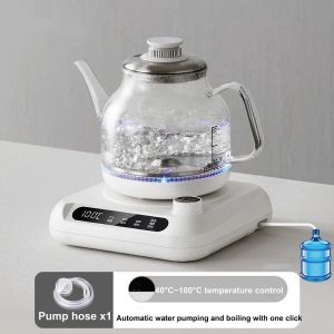 1350W Auto Bottom Electric Kettle Office Glass Flower Teapot Temperature Control Boiling Kettle Home Boiling Water Heater 1L