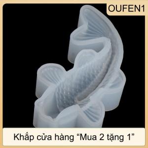 [COD] OUFEN1 Khuôn silicon hình cá koi may mắn 3D Tự làm bằng nhựa resin thủ công làm trang sức nghệ thuật Epoxy